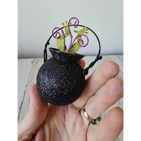 Pier 1 Hocus pocus glitter cauldron ornament frog rare sparkle witch - Picture 6 of 9